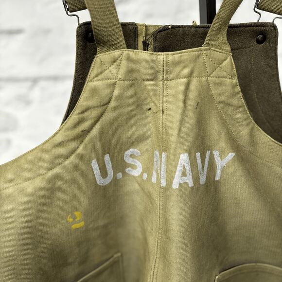 True Vintage US Navy Deck Bib Overalls Size Medium WWII Korean War Era 40s USN - Picture 9 of 16